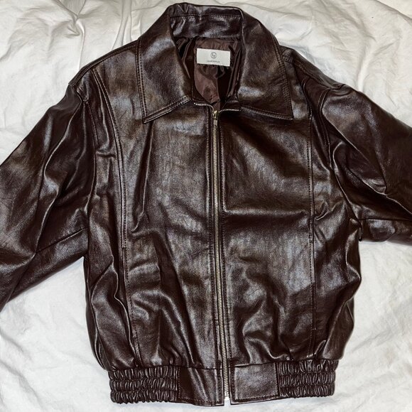 The Verlin Brown Faux Leather Jacket - Picture 6 of 7